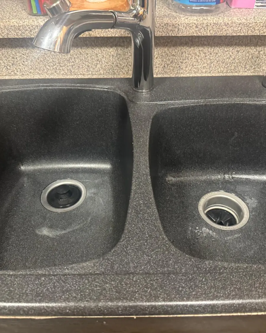 Same kitchen sink spotless after cleaning